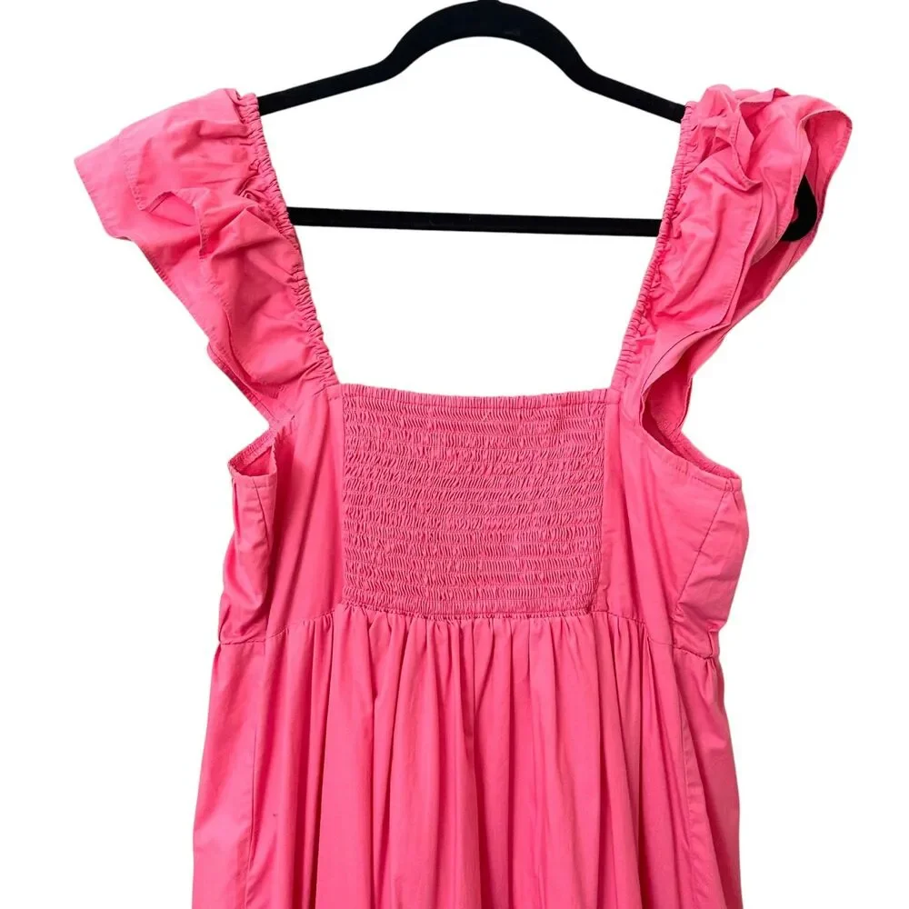 ABERCROMBIE & FITCH Tiered Flutter Sleeve‎ Maxi Dress Pink Medium